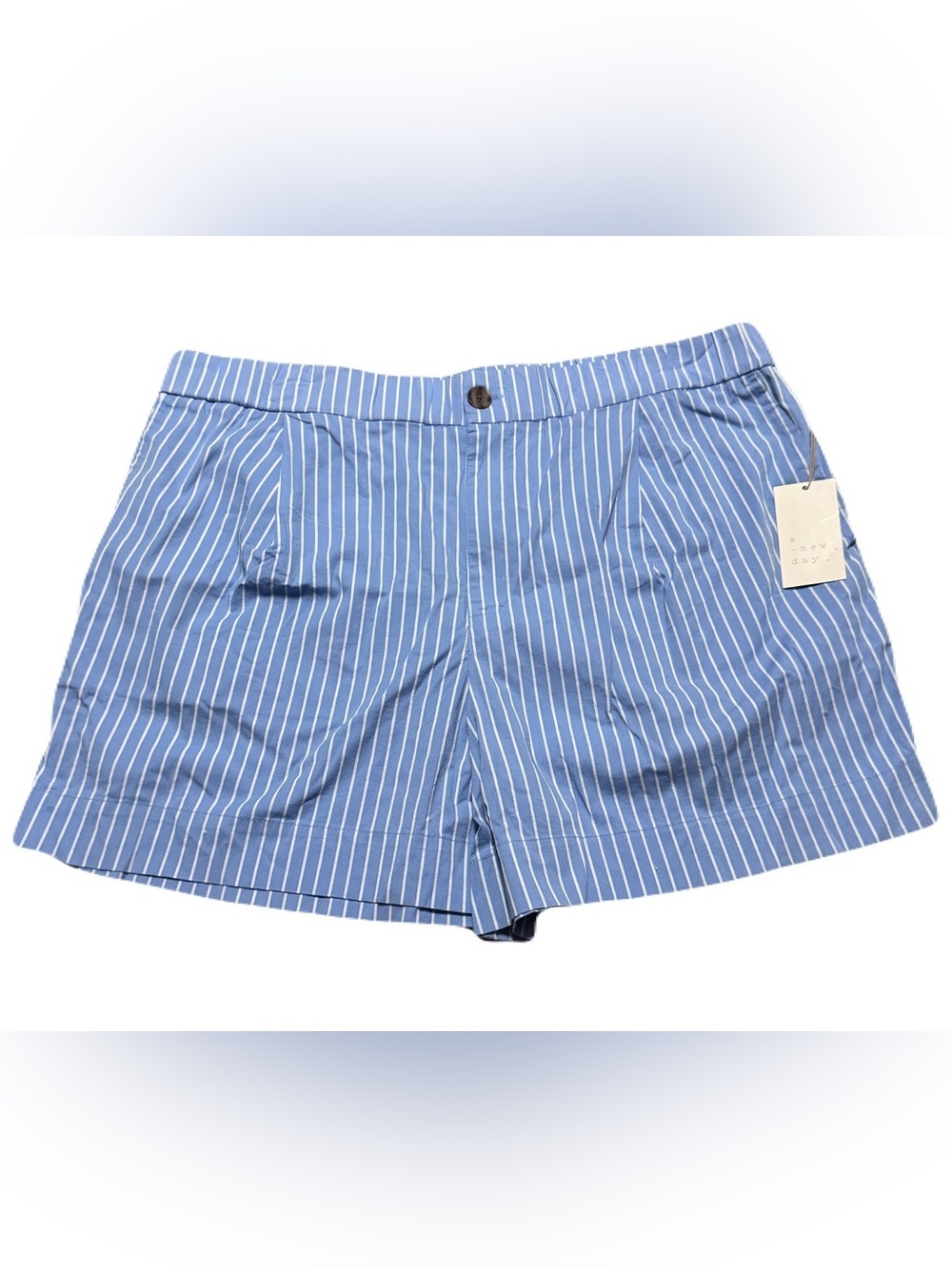 NWT A New Day Blue White Striped High-Rise Poplin Shorts XXL